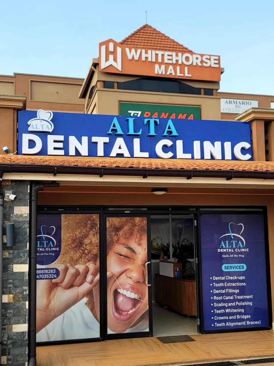 Front entrance of Alta Dental Clinic at White Horse Mall Kisaasi